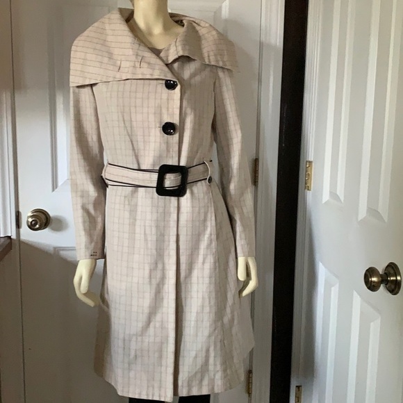 Soia & Kyo Beige Trench Coat with Black Accents - Picture 2 of 13